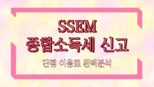 SSEM 종합소득세 신고 단점 이용료 완벽분석