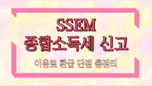 SSEM 종합소득세 신고 이용료 환급 단점 총정리