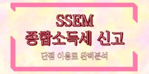 SSEM 종합소득세 신고 단점 이용료 완벽분석