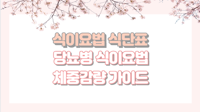 식이요법 식단표 당뇨병 식이요법 체중감량 가이드