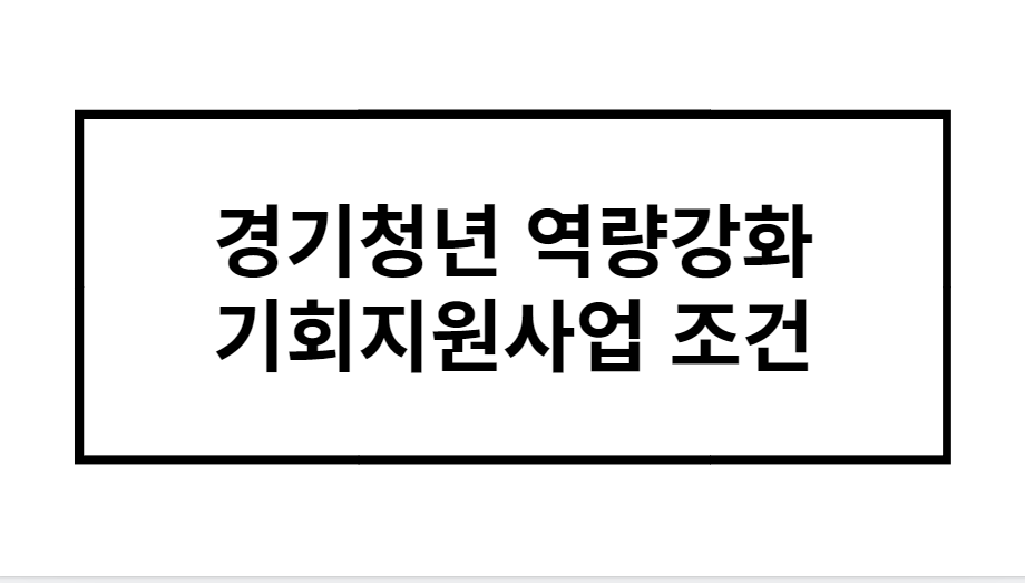 경기청년 역량강화 기회지원사업 조건 경기 28시 분석