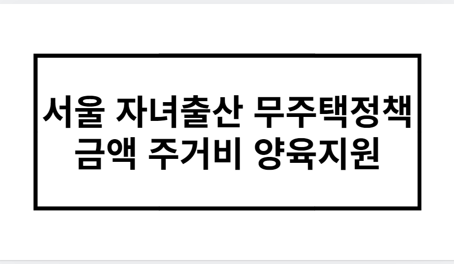 서울 자녀출산 무주택정책 금액 주거비 양육지원 총정리