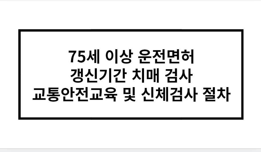 75세 이상 운전면허 갱신기간 치매 검사 교통안전교육 및 신체검사 절차