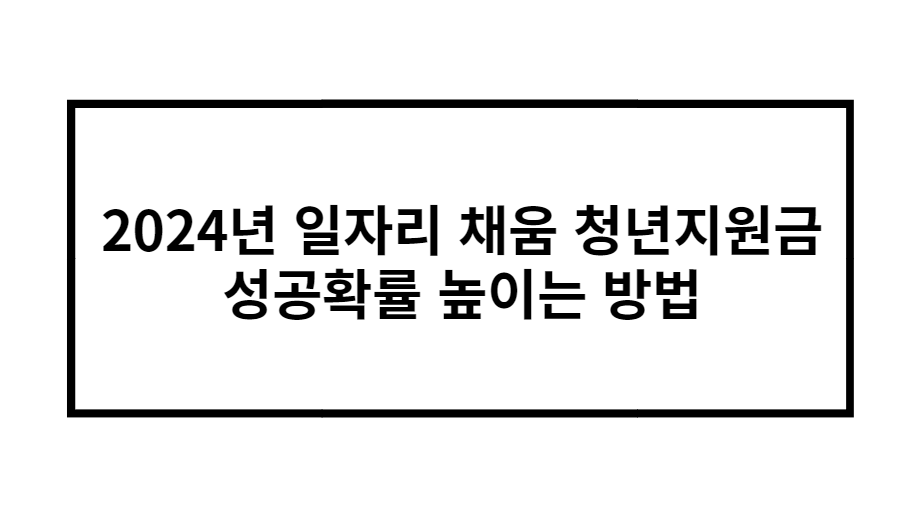 2024년 일자리 채움 청년지원금 성공 확률 높이기