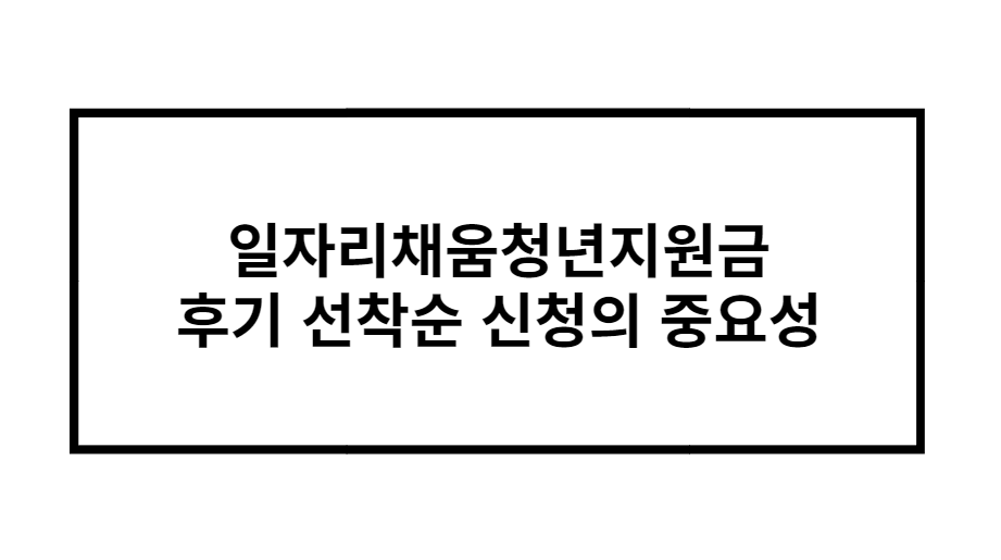 일자리채움청년지원금 후기 선착순 신청의 중요성