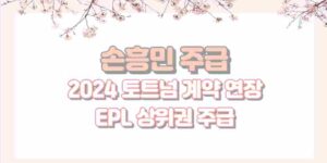 손흥민 주급 2024 토트넘 계약 연장 EPL 상위권 주급