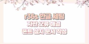 r36s 한글 세팅 자판 오류 해결 폰트 설치 문서 작성