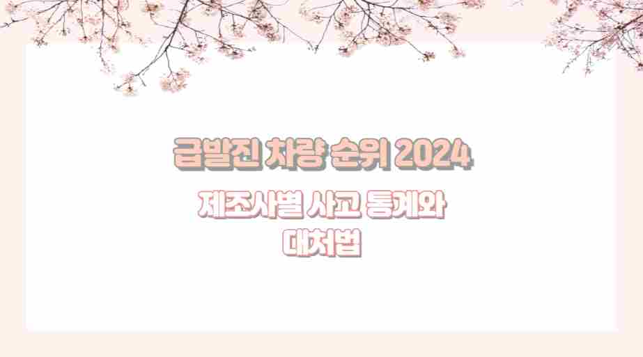 급발진 차량 순위 2024 제조사별 사고 통계와 대처법