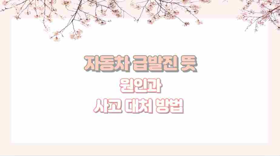 자동차 급발진 뜻 원인과 사고 대처 방법 