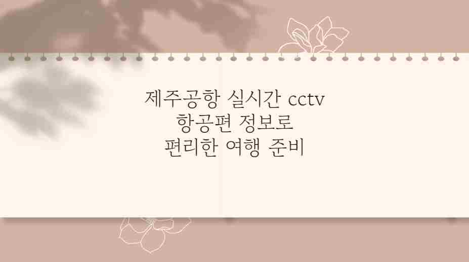 제주공항 실시간 cctv 항공편 정보로 편리한 여행 준비