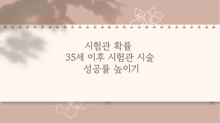 시험관 확률 35세 이후 시험관 시술 성공률 높이기