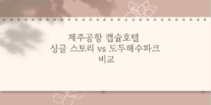 제주공항 캡슐호텔 싱글 스토리 vs 도두해수파크 비교