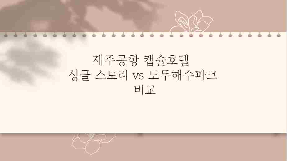 제주공항 캡슐호텔 싱글 스토리 vs 도두해수파크 비교