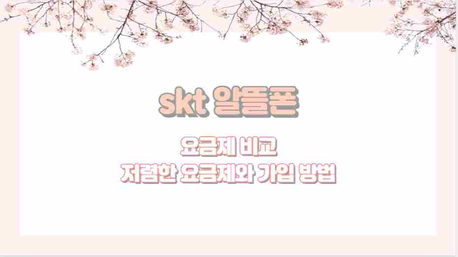 skt 알뜰폰 요금제 비교 저렴한 요금제와 가입 방법