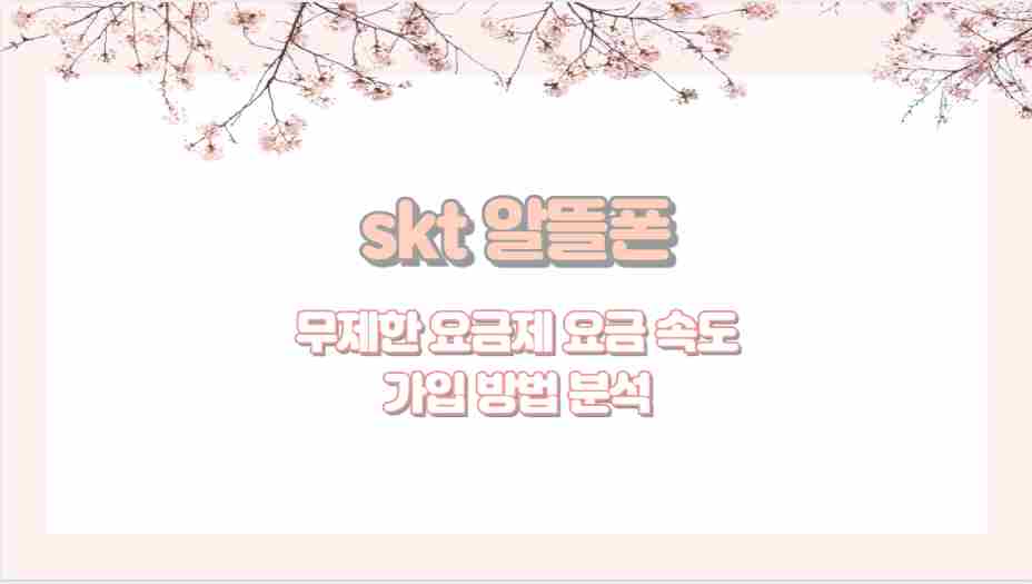 skt 알뜰폰 무제한 요금제 요금 속도 가입 방법 분석