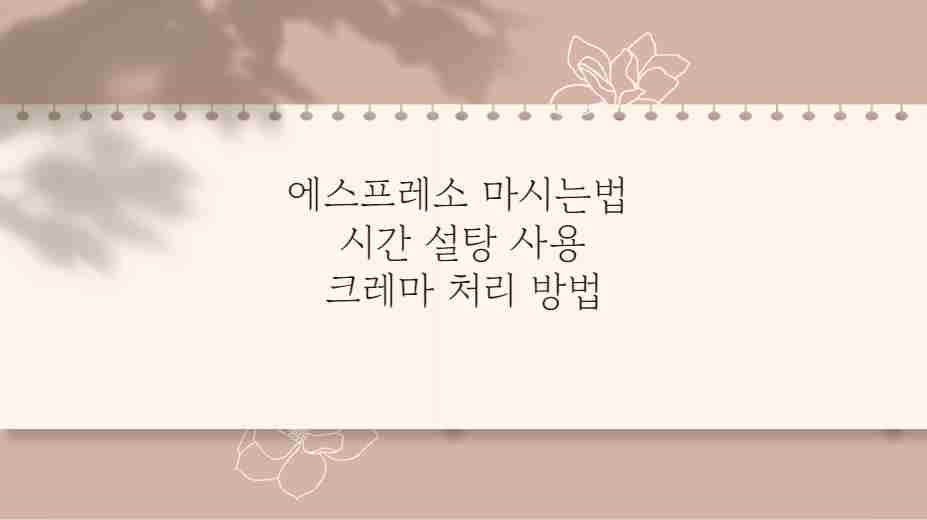 에스프레소 마시는법 시간 설탕 사용 크레마 처리 방법