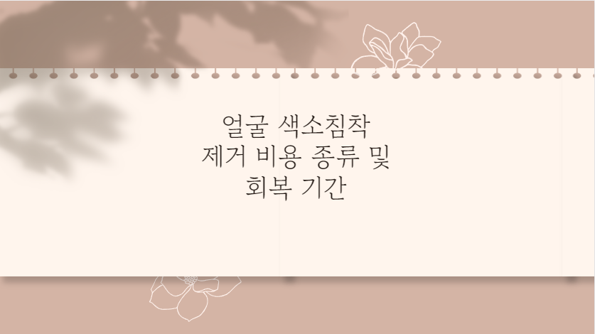 얼굴 색소침착 제거 비용 종류 및 회복 기간