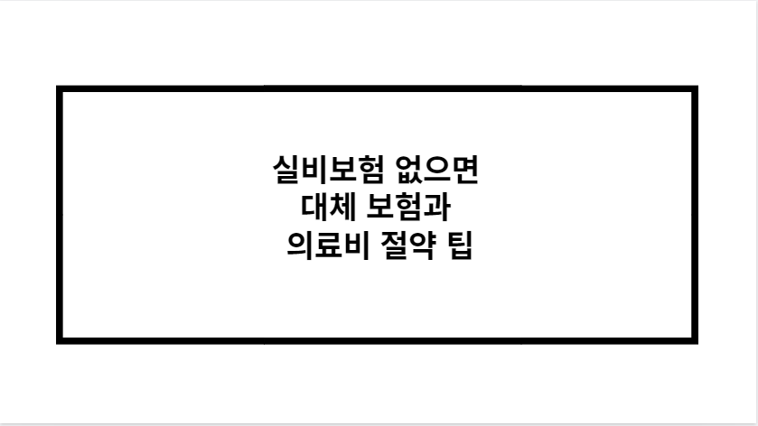 실비보험 없으면 대체 보험과 의료비 절약 팁