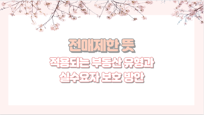 전매제한 뜻 적용되는 부동산 유형과 실수요자 보호