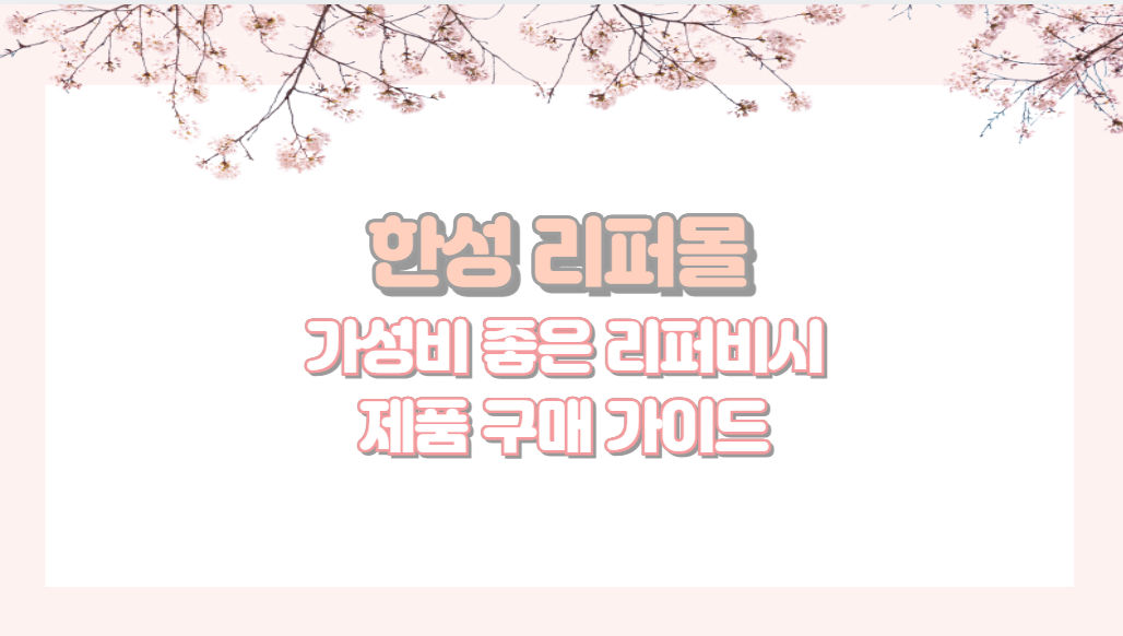 한성 리퍼몰 가성비 좋은 리퍼비시 제품 구매 가이드