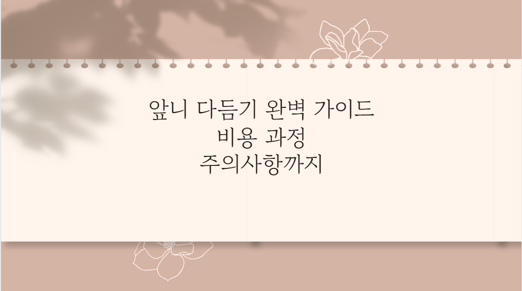 앞니 다듬기 완벽 가이드 비용 과정 주의사항까지