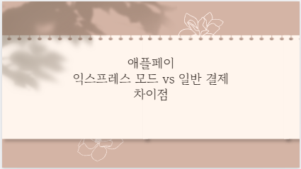 애플페이 익스프레스 모드 vs 일반 결제 차이점